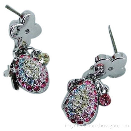 Rhinestone Flat Stud Earrings, Comes in Fashionable Style and Unique Design